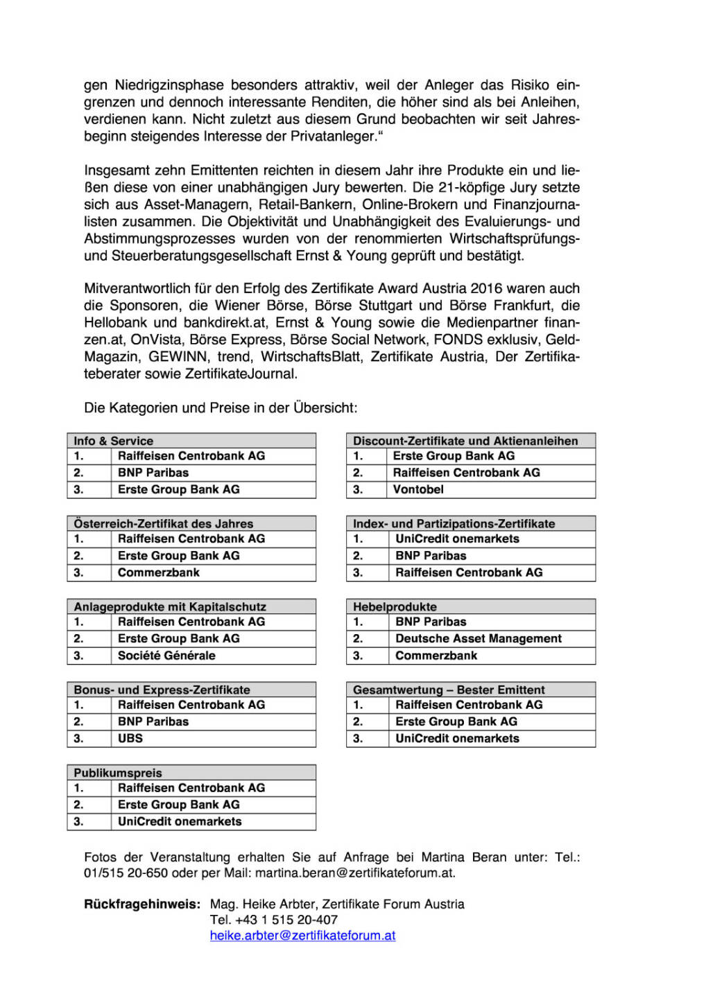 Zertifikate Forum Austria: Ergebnisse des Zertifikate Award Austria 2016, Seite 2/3, komplettes Dokument unter http://boerse-social.com/static/uploads/file_929_zertifikate_forum_austria_ergebnisse_des_zertifikate_award_austria_2016.pdf