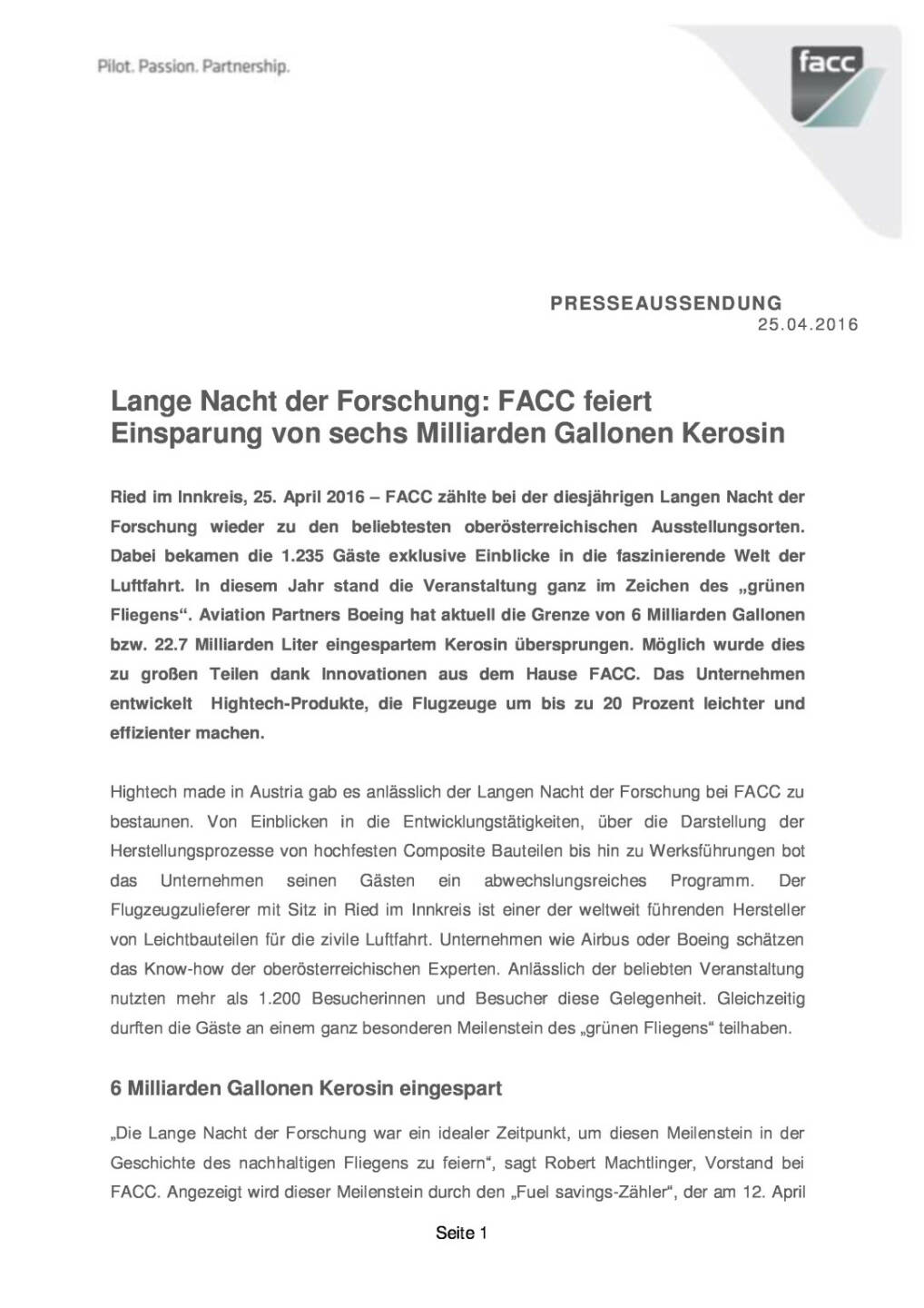 FACC: Lange Nacht der Forschung, Seite 1/4, komplettes Dokument unter http://boerse-social.com/static/uploads/file_940_facc_lange_nacht_der_forschung.pdf