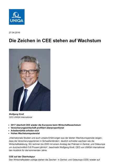 Uniqa: Die Zeichen in CEE stehen auf Wachstum, Seite 1/4, komplettes Dokument unter http://boerse-social.com/static/uploads/file_960_uniqa_die_zeichen_in_cee_stehen_auf_wachstum.pdf (27.04.2016) 