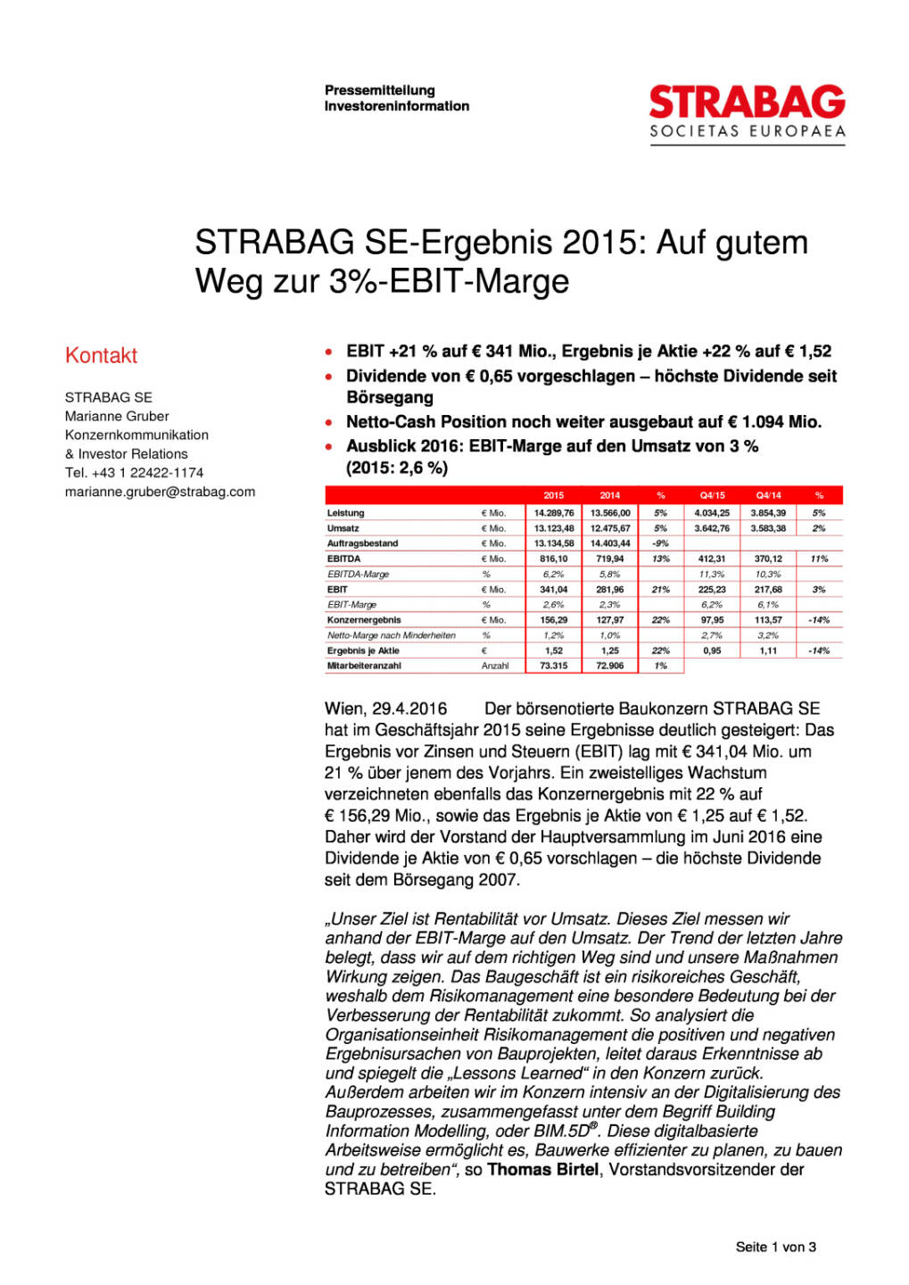 Strabag SE-Ergebnis 2015, Seite 1/3, komplettes Dokument unter http://boerse-social.com/static/uploads/file_973_strabag_se-ergebnis_2015.pdf