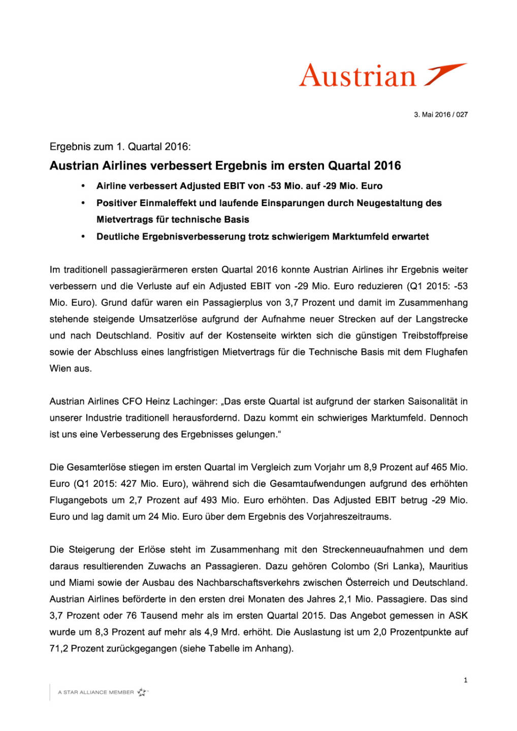 Austrian Airlines 1. Quartal 2016, Seite 1/3, komplettes Dokument unter http://boerse-social.com/static/uploads/file_990_austrian_airlines_1_quartal_2016.pdf