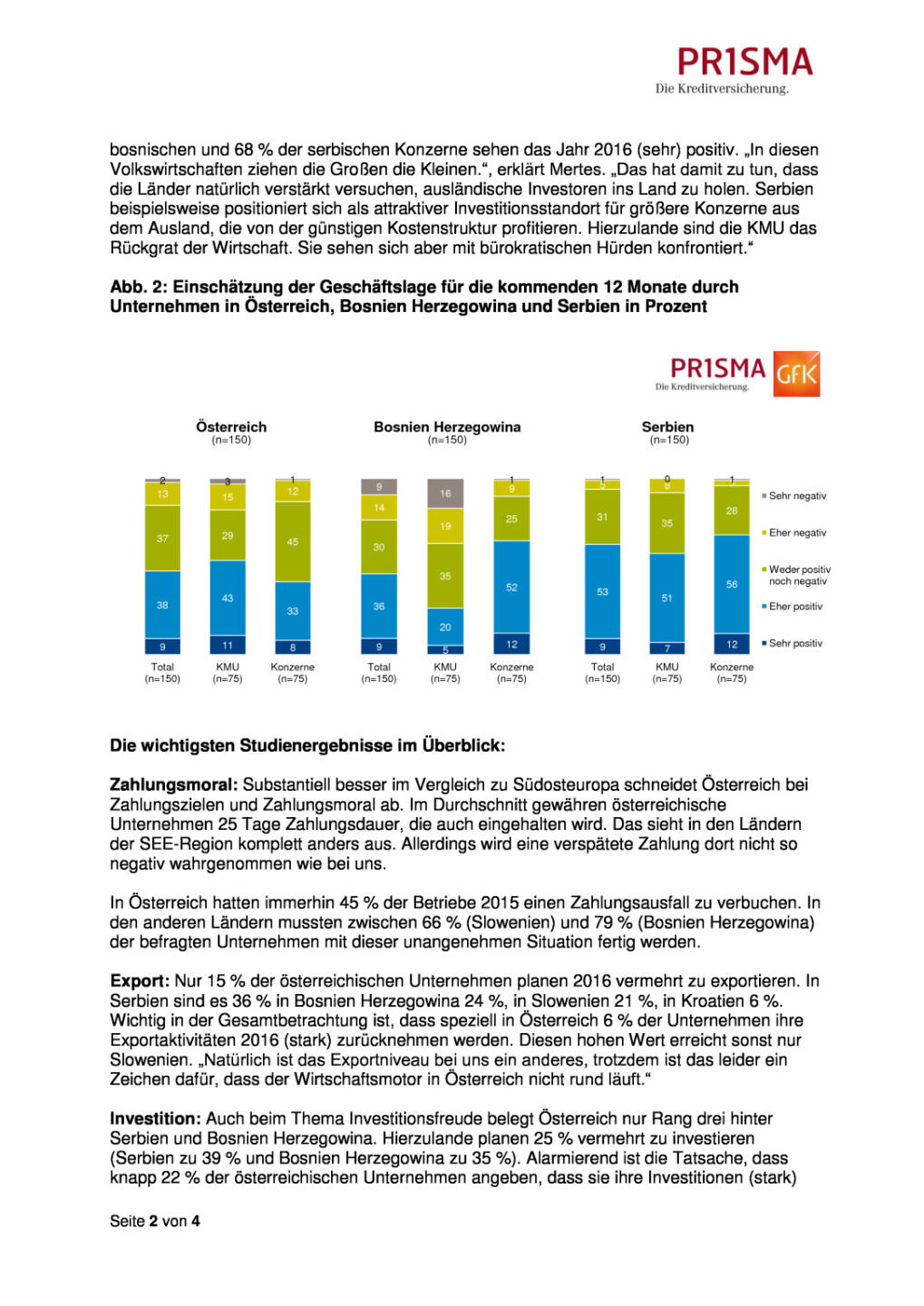 Prisma Die Kreditversicherung - Studie: Österreichische Unternehmer nicht gut gestimmt, Seite 2/4, komplettes Dokument unter http://boerse-social.com/static/uploads/file_991_prisma_die_kreditversicherung_-_studie_osterreichische_unternehmer_nicht_gut_gestimmt.pdf