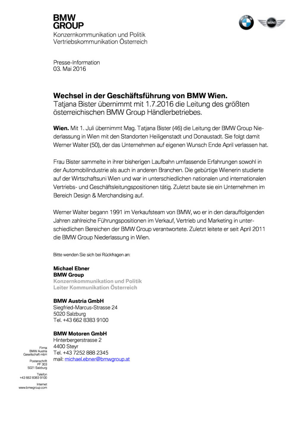 BMW Wien: Wechsel in der Geschäftsführung, Seite 1/2, komplettes Dokument unter http://boerse-social.com/static/uploads/file_994_bmw_wien_wechsel_in_der_geschaftsfuhrung.pdf