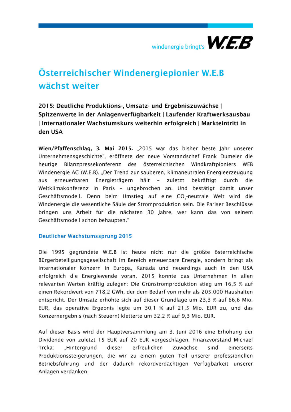 W.E.B wächst weiter, Seite 1/3, komplettes Dokument unter http://boerse-social.com/static/uploads/file_995_web_wächst_weiter.pdf