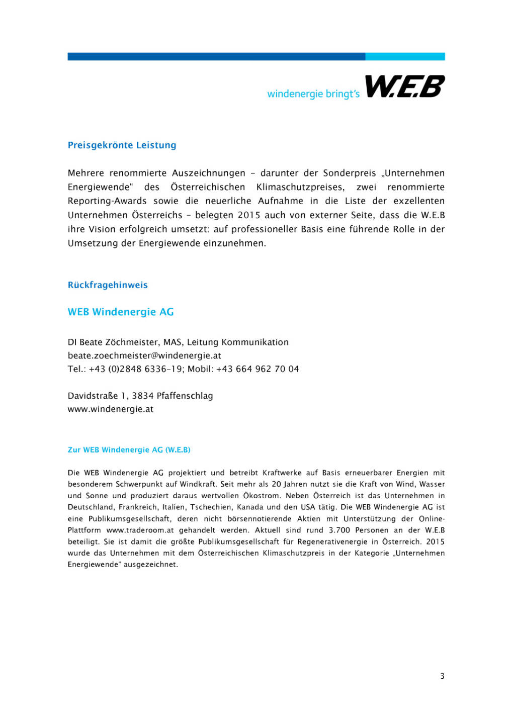 W.E.B wächst weiter, Seite 3/3, komplettes Dokument unter http://boerse-social.com/static/uploads/file_995_web_wächst_weiter.pdf