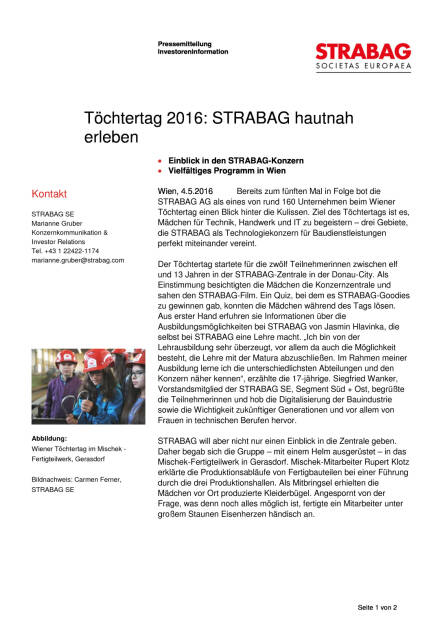 Strabag: Töchtertag 2016, Seite 1/2, komplettes Dokument unter http://boerse-social.com/static/uploads/file_1014_strabag_tochtertag_2016.pdf (04.05.2016) 