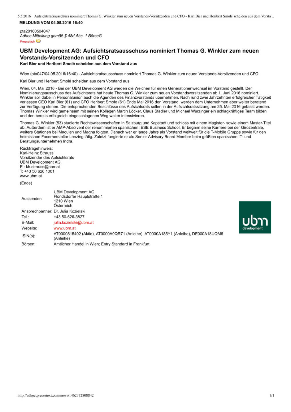 UBM: neuer Vorstand, Seite 1/1, komplettes Dokument unter http://boerse-social.com/static/uploads/file_1015_ubm_neuer_vorstand.pdf