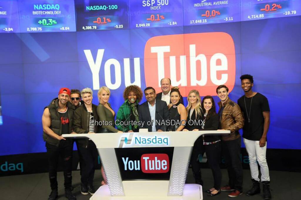 YouTube rang the Nasdaq Closing Bell along with the coolest YouTubers on the Source: http://facebook.com/NASDAQ (06.05.2016) 