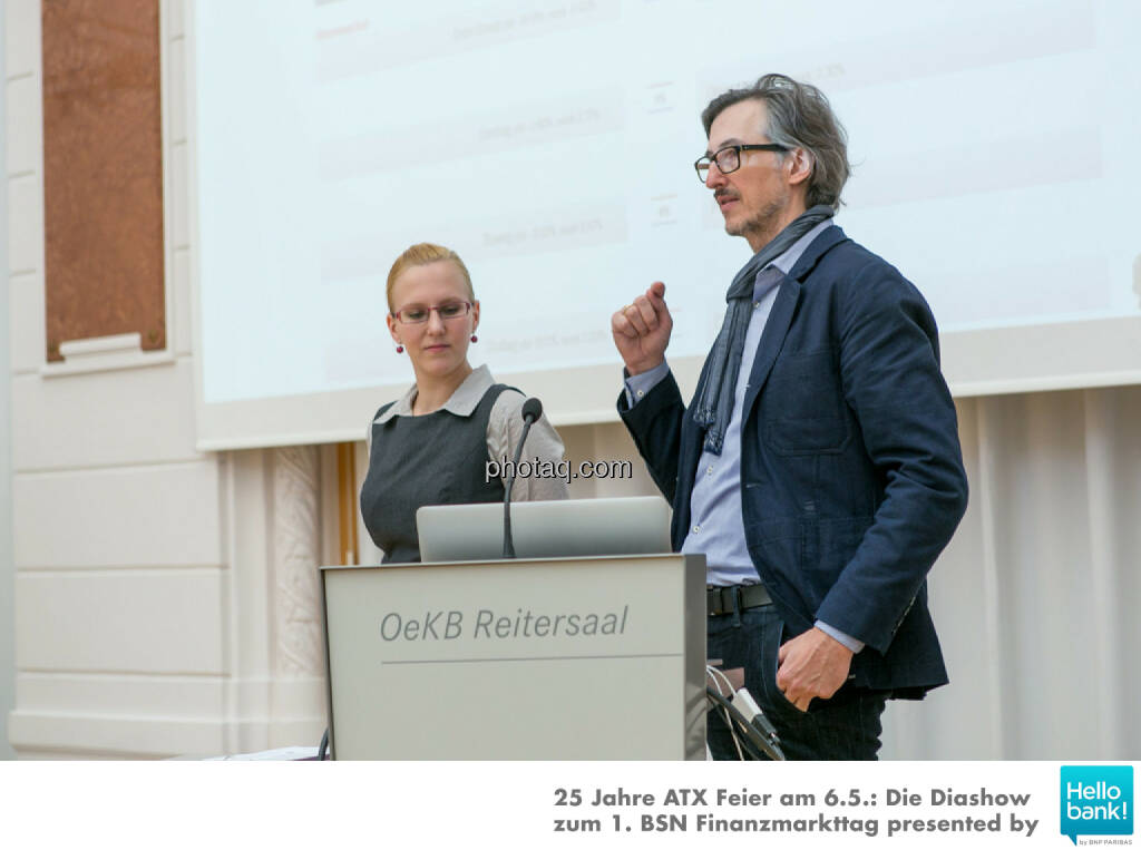 Angelika Scheid (S Immo), Josef Chladek (BSN) für http://www.aktientrophy.at, © Martina Draper/photaq (07.05.2016) 