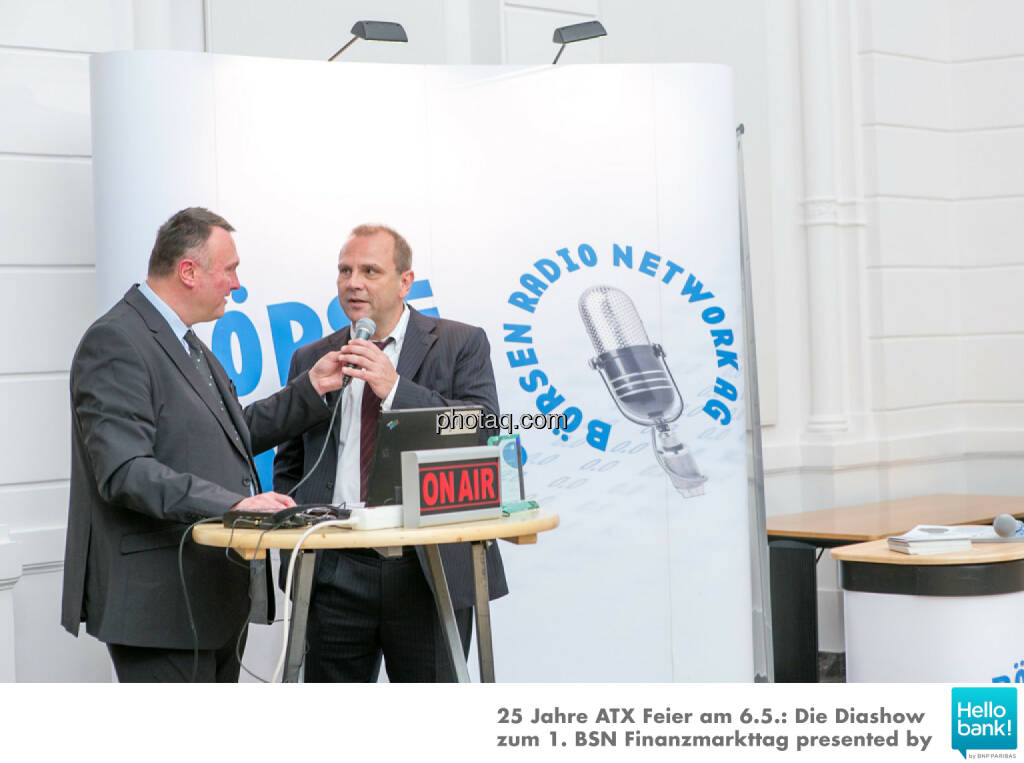 Peter Heinrich (BRN), Michael Laufenberg (Oddo Seydler)  für http://www.boersenradio.at, © Martina Draper/photaq (07.05.2016) 