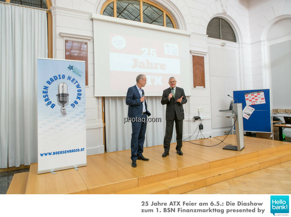 Christian Drastil, Michael Buhl auf der Bühne der OeKB, © Martina Draper/photaq (07.05.2016) 