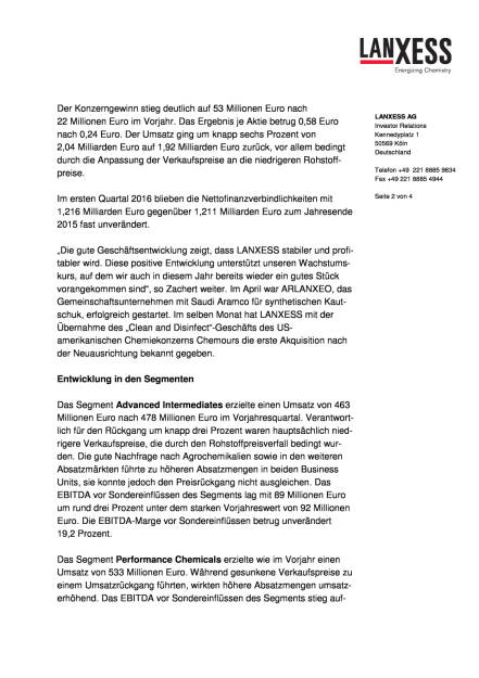 LANXESS, Seite 2/4, komplettes Dokument unter http://boerse-social.com/static/uploads/file_1037_lanxess_anhebung_jahresprognose_fur_2016.pdf (11.05.2016) 