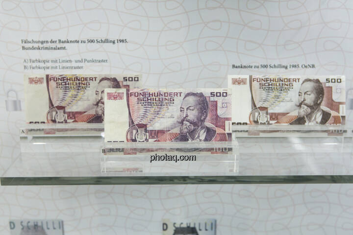 500-Schilling-Note, Otto Wagner, aus dem Jahr 1985, Fälschungen und Original