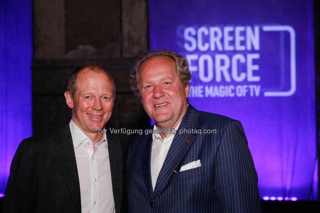 Martin Krapf (GF von Screenforce, der Gattungsinitiative der deutschsprachigen TV-Vermarkter), Walter Zinggl (Gastgeber , AGTT-Obmann, GF IP Österreich) : AGTT Screenforce Day 2016 : „TV-Branche gut für Wettbewerb in Digitalwelt gerüstet“ : Fotocredit: AGTT/Christoph H. Breneis, © Aussendung (11.05.2016) 