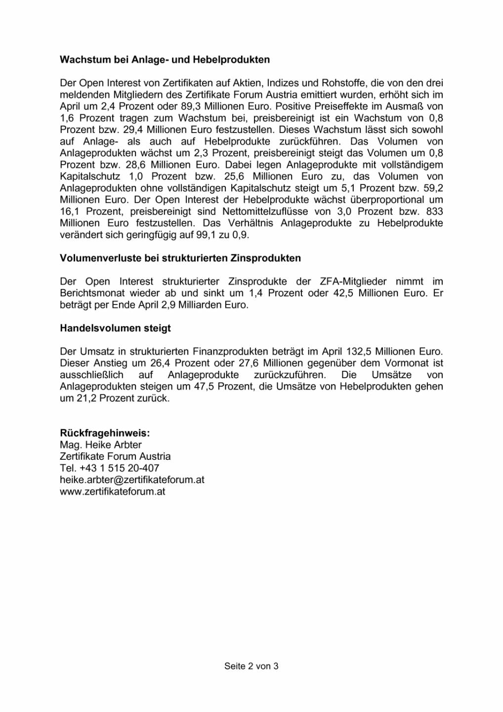 Zertifikate Forum Austria: Positiver Trend setzt sich fort, Seite 2/3, komplettes Dokument unter http://boerse-social.com/static/uploads/file_1086_zertifikate_forum_austria_positiver_trend_setzt_sich_fort.pdf