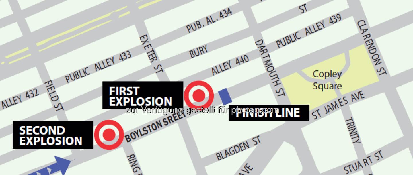 Boston-Bomben: Die traurigste Grafik im April 2013, zur Veröffentlichung zugesandt von http://www.maps4news.com 