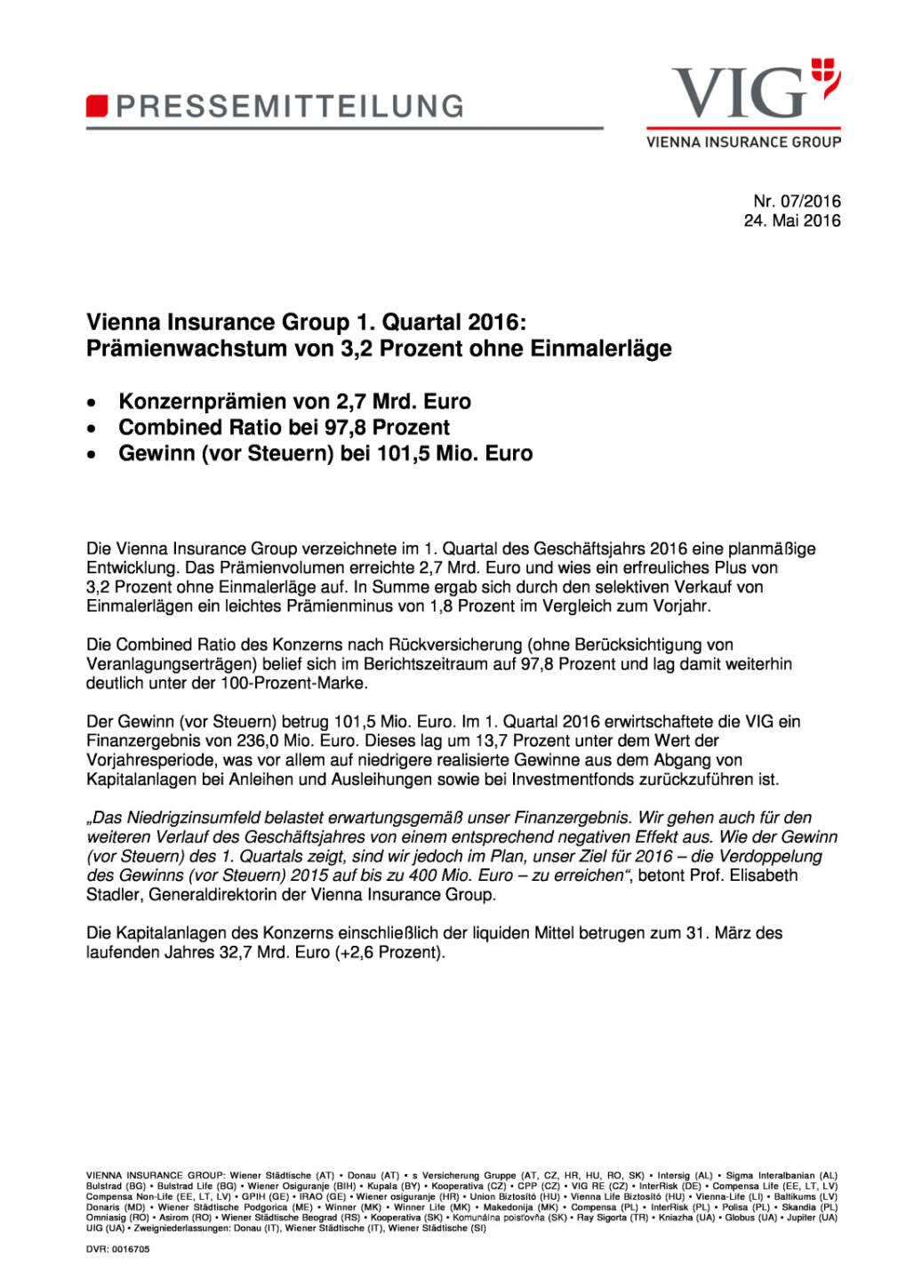 Vienna Insurance Group 1. Quartal 2016, Seite 1/4, komplettes Dokument unter http://boerse-social.com/static/uploads/file_1098_vienna_insurance_group_1_quartal_2016.pdf