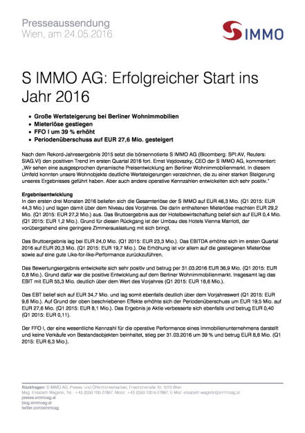 S Immo AG: Erfolgreicher Start ins Jahr 2016, Seite 1/3, komplettes Dokument unter http://boerse-social.com/static/uploads/file_1097_s_immo_ag_erfolgreicher_start_ins_jahr_2016.pdf (24.05.2016) 