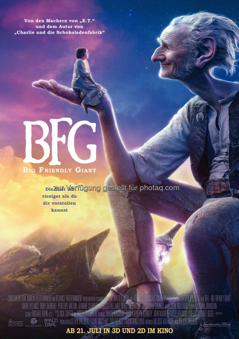 BFG Big Friendly Giant Hauptplakat : Neuer Trailer und Plakat online : Fotocredit: Constantin Film/Constantin Film Verleih