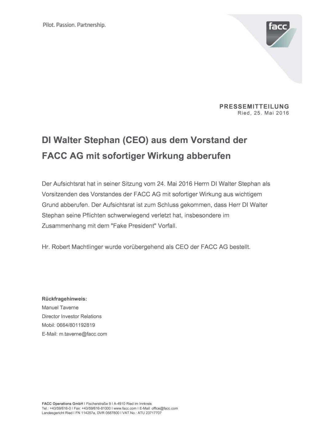 FACC: Walter Stephan (CEO) aus dem Vorstand mit sofortiger Wirkung abberufen, Seite 1/1, komplettes Dokument unter http://boerse-social.com/static/uploads/file_1106_facc_walter_stephan_ceo_aus_dem_vorstand_mit_sofortiger_wirkung_abberufen.pdf