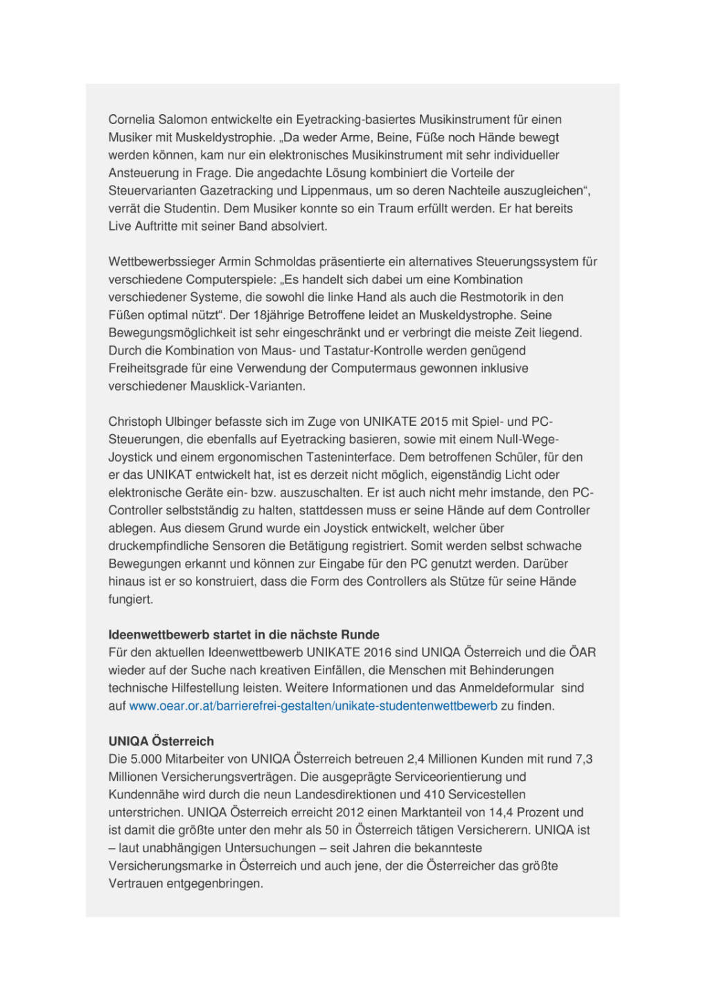 Uniqa: Unikate gesucht und gefunden, Seite 2/4, komplettes Dokument unter http://boerse-social.com/static/uploads/file_1141_uniqa_unikate_gesucht_und_gefunden.pdf