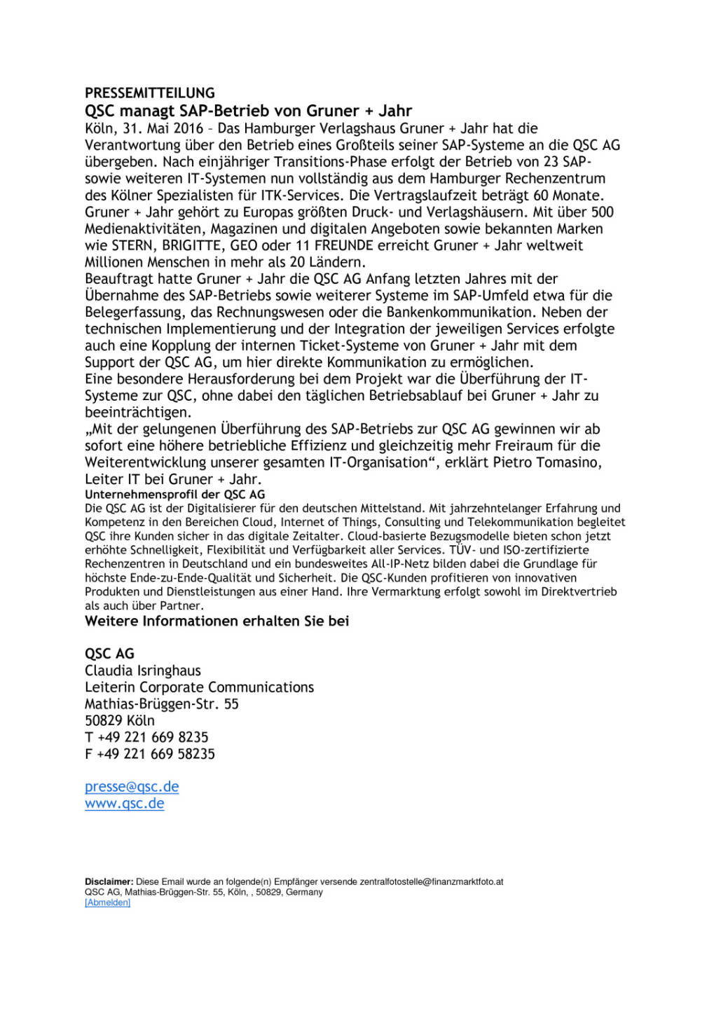 QSC managt SAP-Betrieb von Gruner + Jahr, Seite 1/1, komplettes Dokument unter http://boerse-social.com/static/uploads/file_1144_qsc_managt_sap-betrieb_von_gruner_jahr.pdf