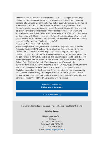 Uniqa Österreich erweitert Kfz-Tarif SafeLine, Seite 2/3, komplettes Dokument unter http://boerse-social.com/static/uploads/file_1156_uniqa_osterreich_erweitert_kfz-tarif_safeline.pdf (02.06.2016) 