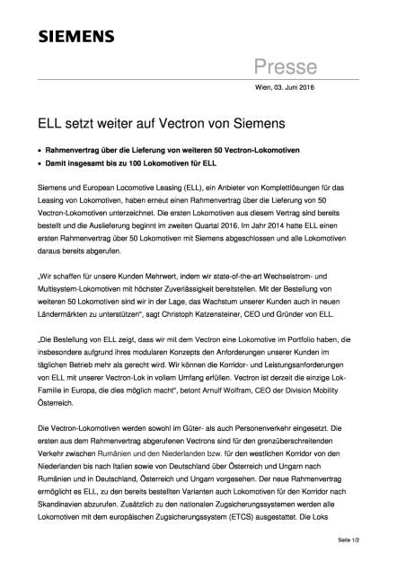 Siemens: ELL setzt weiter auf Vectron, Seite 1/2, komplettes Dokument unter http://boerse-social.com/static/uploads/file_1167_siemens_ell_setzt_weiter_auf_vectron.pdf (03.06.2016) 
