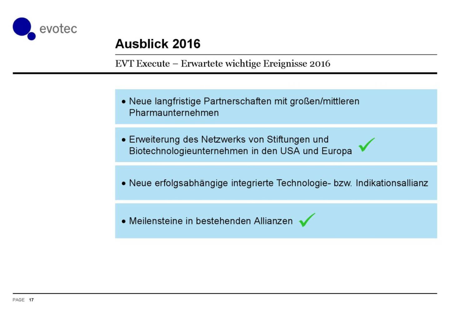 Evotec - Ausblick 2016