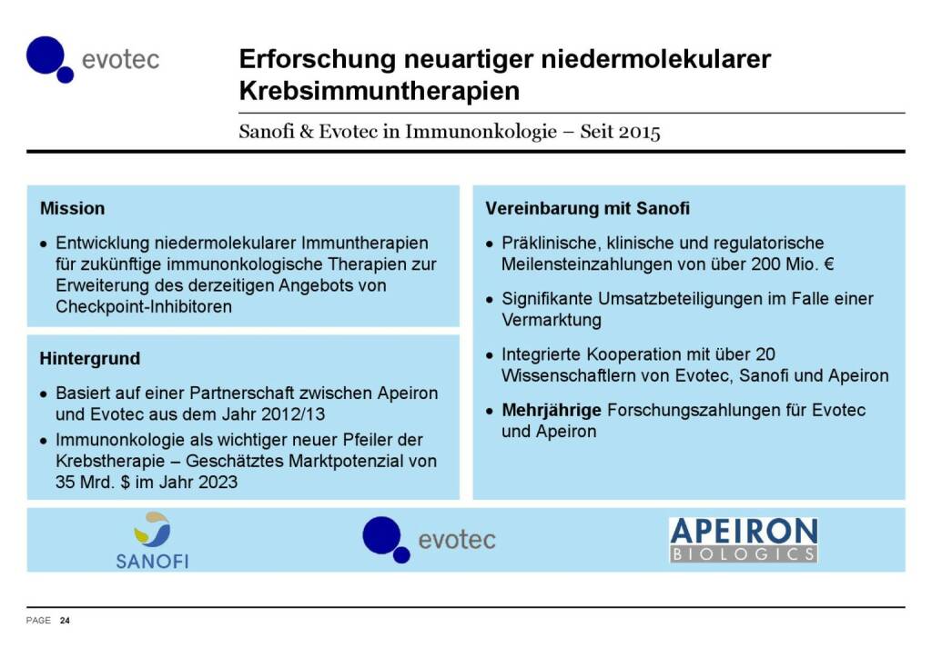 Evotec - Krebsimmuntherapien (07.06.2016) 