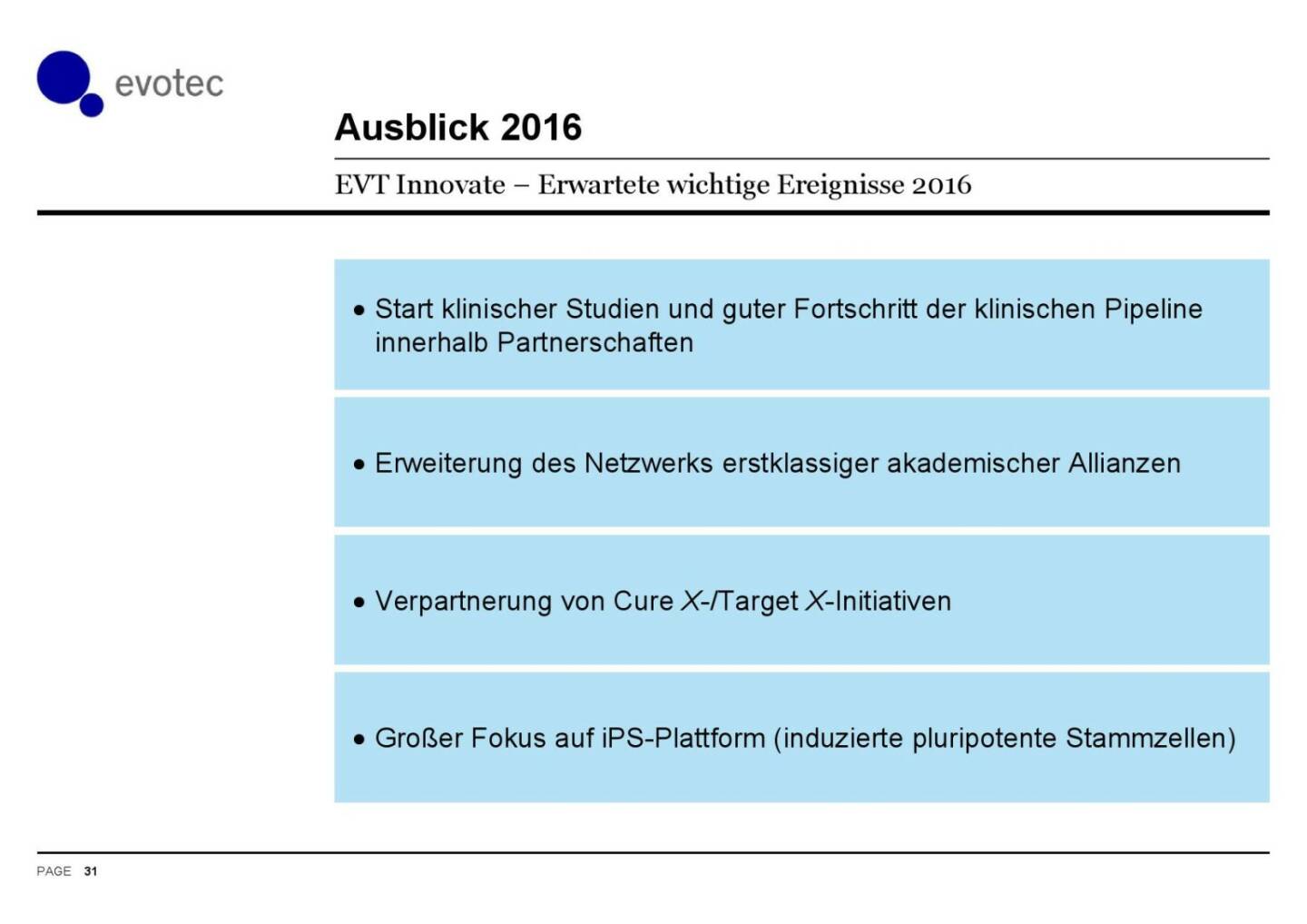 Evotec - Ausblick 2016