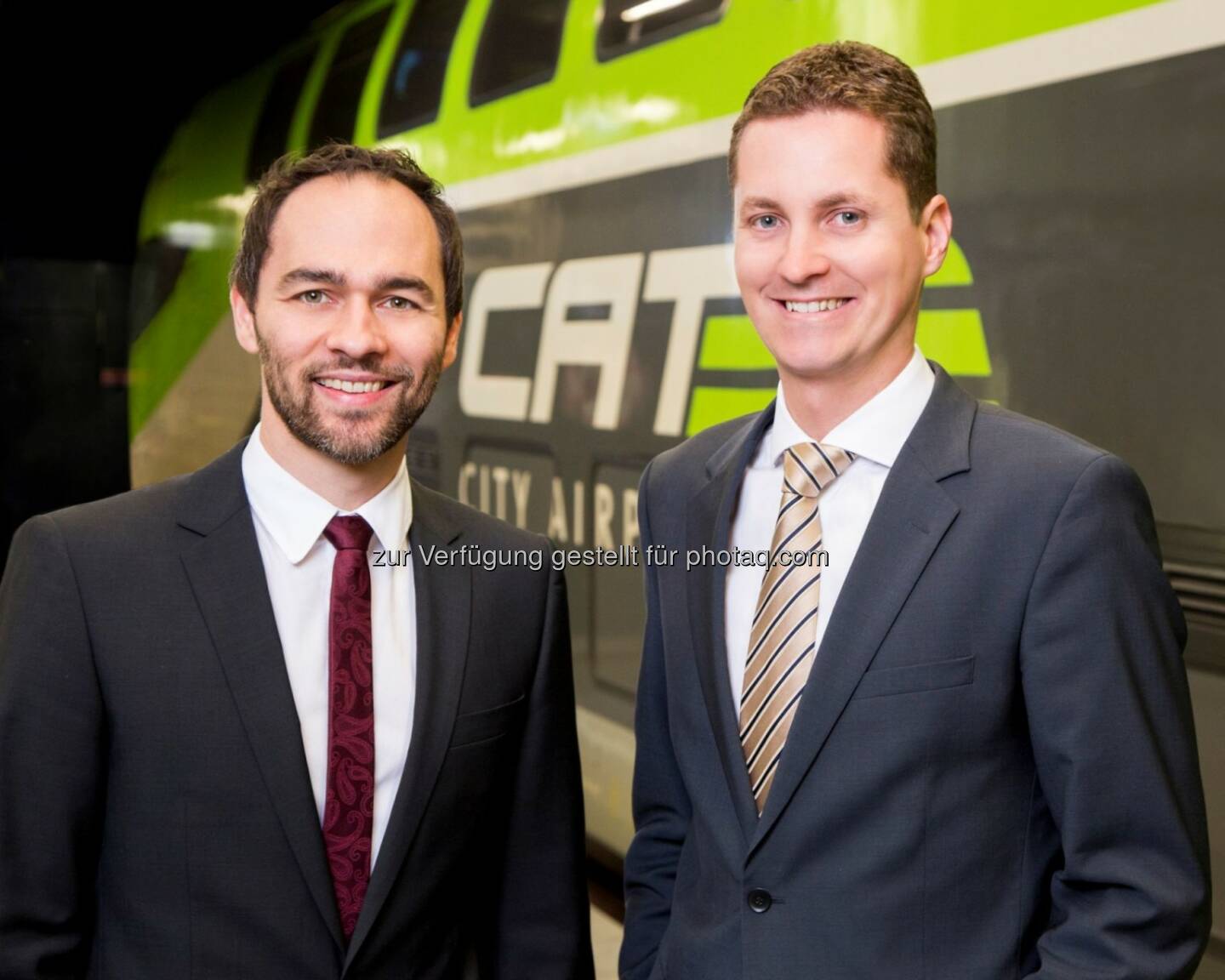 Michael Zach und Michael Forstner (CAT Geschäftsführung) : City Airport Train steigerte 2015 Passagier- und Umsatzzahlen : Fotocredit: CAT / Hammerschmid