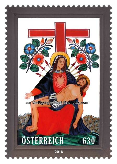 Marke „Pietà am Kreuz“ : Österreichische Post präsentiert weltweit erste Briefmarke aus Glas : Fotocredit: Österreichische Post, © Aussender (09.06.2016) 