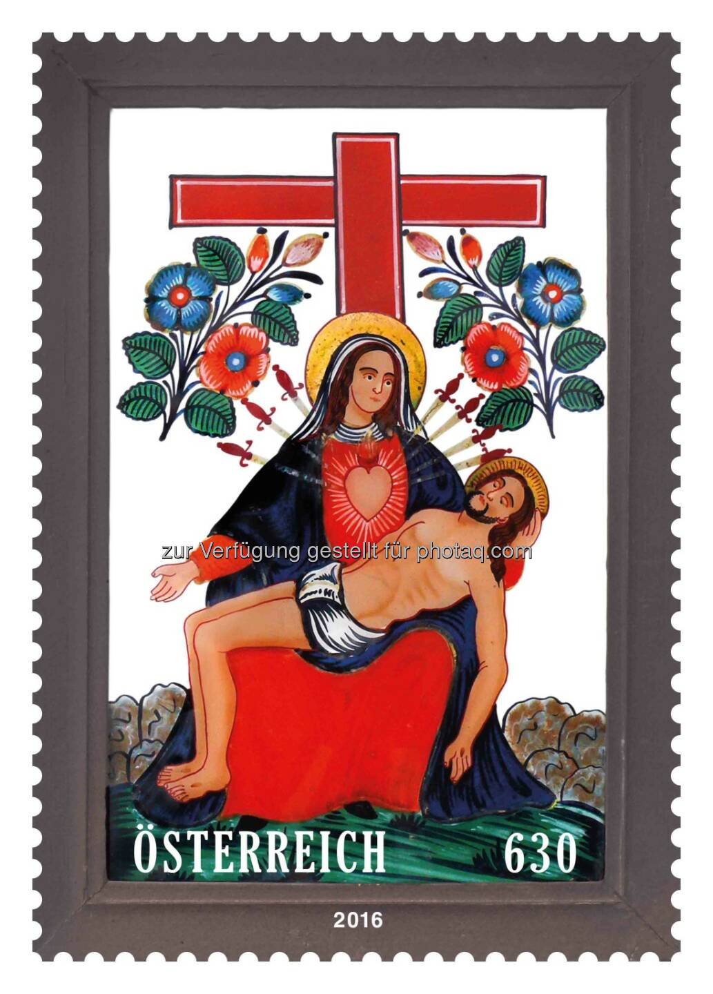 Marke „Pietà am Kreuz“ : Österreichische Post präsentiert weltweit erste Briefmarke aus Glas : Fotocredit: Österreichische Post