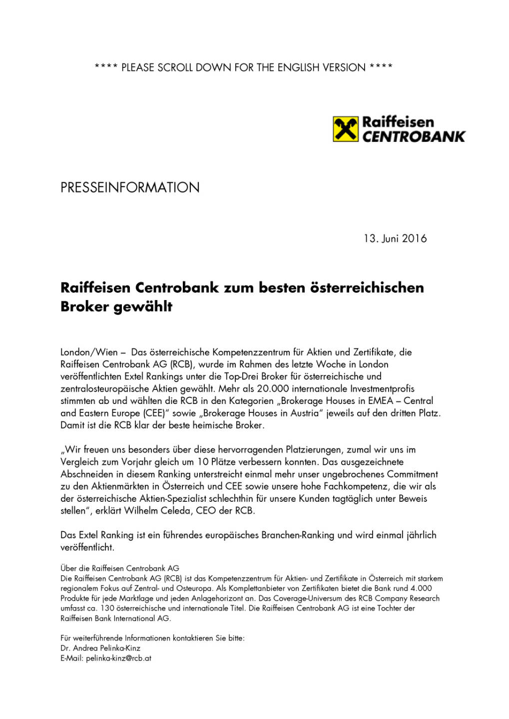 Raiffeisen Centrobank zum besten österreichischen Broker gewählt, Seite 1/2, komplettes Dokument unter http://boerse-social.com/static/uploads/file_1197_raiffeisen_centrobank_zum_besten_osterreichischen_broker_gewahlt.pdf