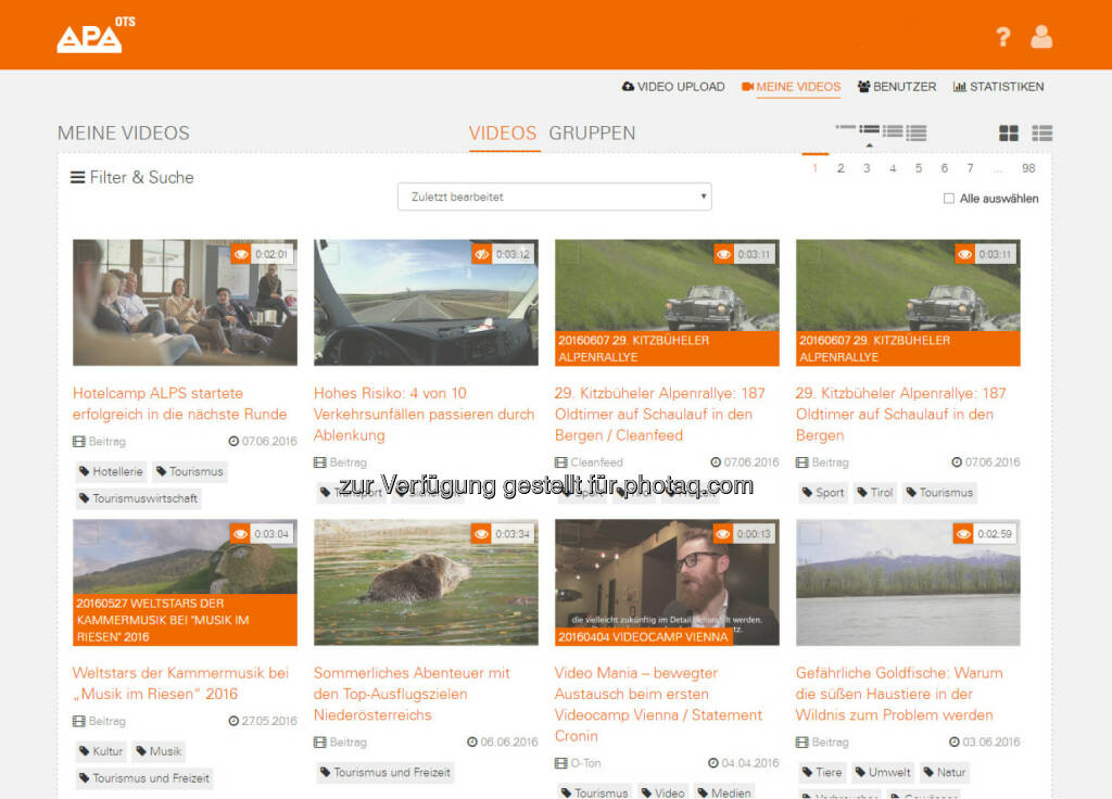 OTS-Videoportal www.apa-ots-video.at : APA-OTS launcht intelligente Plattform für Video-Content : Fotocredit: APA-OTS Originaltext-Service GmbH, © Aussendung (13.06.2016) 
