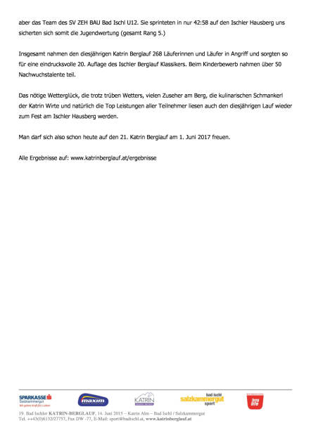Rekordlauf beim diesjährigen Katrin Berglauf, Seite 2/2, komplettes Dokument unter http://boerse-social.com/static/uploads/file_1203_rekordlauf_beim_diesjahrigen_katrin_berglauf.pdf (13.06.2016) 