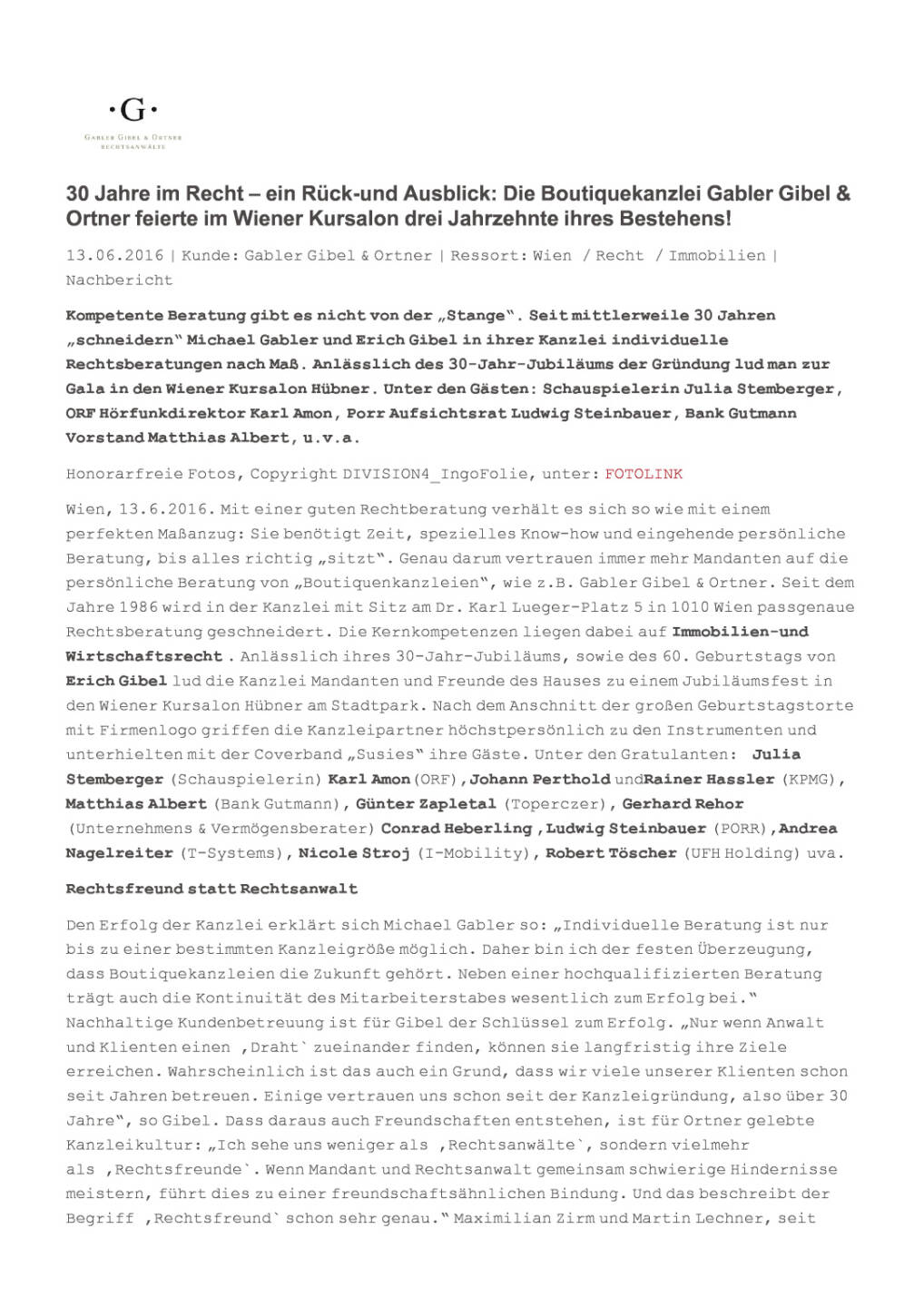 Immobilienrechtskanzlei Gabler Gibel & Ortner: 30 Jahre im Recht, Seite 1/3, komplettes Dokument unter http://boerse-social.com/static/uploads/file_1204_immobilienrechtskanzlei_gabler_gibel_ortner_30_jahre_im_recht.pdf