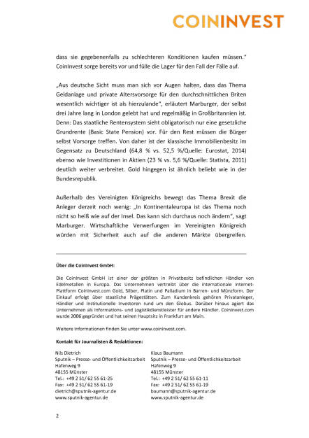 CoinInvest: Zunehmende Angst vor Brexit, Seite 2/2, komplettes Dokument unter http://boerse-social.com/static/uploads/file_1208_coininvest_zunehmende_angst_vor_brexit.pdf (14.06.2016) 