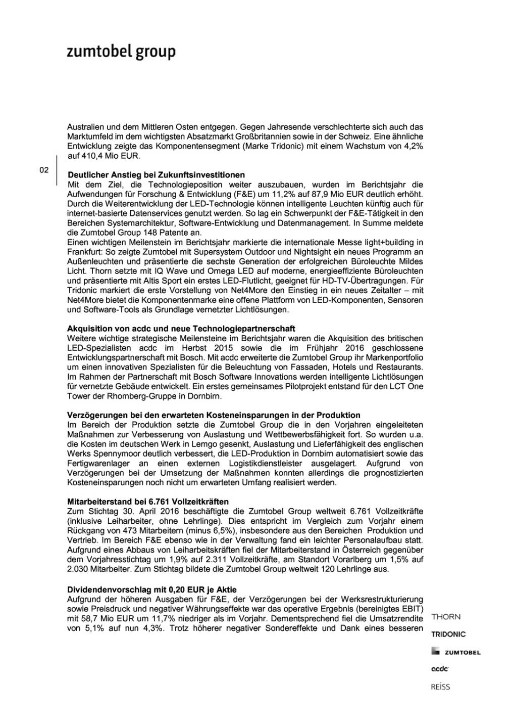 Zumtobel Bilanzergebnis 2015/2016, Seite 2/6, komplettes Dokument unter http://boerse-social.com/static/uploads/file_1247_zumtobel_bilanzergebnis_20152016.pdf