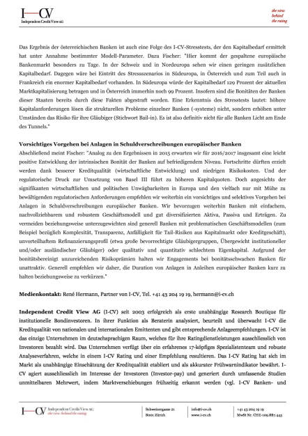 Independent Credit View AG : I-CV Bankenstudie 2016, Seite 2/3, komplettes Dokument unter http://boerse-social.com/static/uploads/file_1250_independent_credit_view_ag_i-cv_bankenstudie_2016.pdf (22.06.2016) 