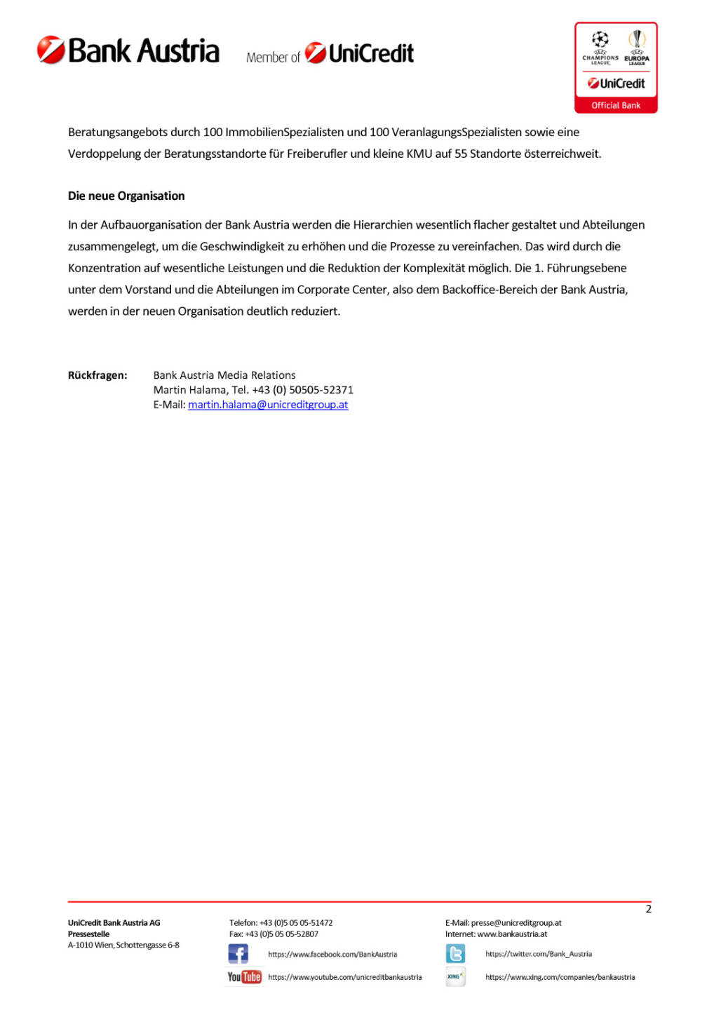 Bank Austria: Projekt Neuausrichtung, Seite 2/2, komplettes Dokument unter http://boerse-social.com/static/uploads/file_1252_bank_austria_projekt_neuausrichtung.pdf