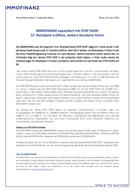 Immofinanz expandiert mit Stop Shop, Seite 1/2, komplettes Dokument unter http://boerse-social.com/static/uploads/file_1307_immofinanz_expandiert_mit_stop_shop.pdf (30.06.2016) 