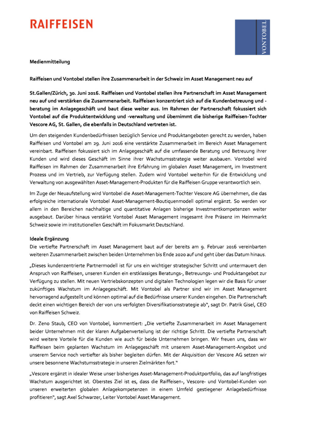  Raiffeisen und Vontobel: Neuaufstellung ihrer Zusammenarbeit im Asset Management in der Schweiz , Seite 1/4, komplettes Dokument unter http://boerse-social.com/static/uploads/file_1309__raiffeisen_und_vontobel_neuaufstellung_ihrer_zusammenarbeit_im_asset_management_in_der_schweiz.pdf