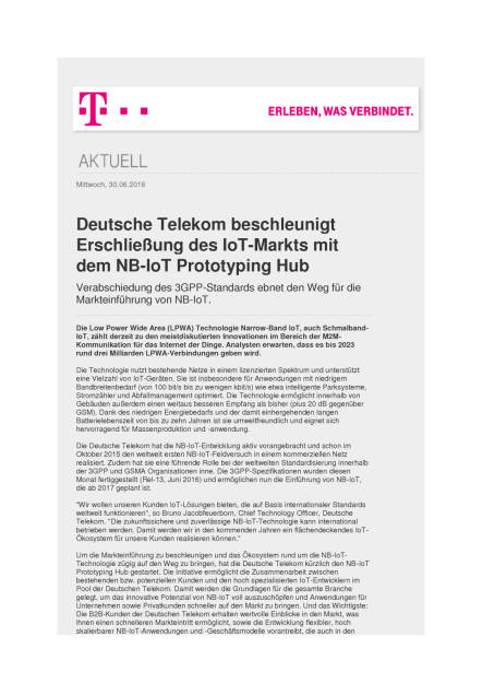 Deutsche Telekom beschleunigt Erschließung des IoT-Markts, Seite 1/2, komplettes Dokument unter http://boerse-social.com/static/uploads/file_1313_deutsche_telekom_beschleunigt_erschliessung_des_iot-markts.pdf (30.06.2016) 