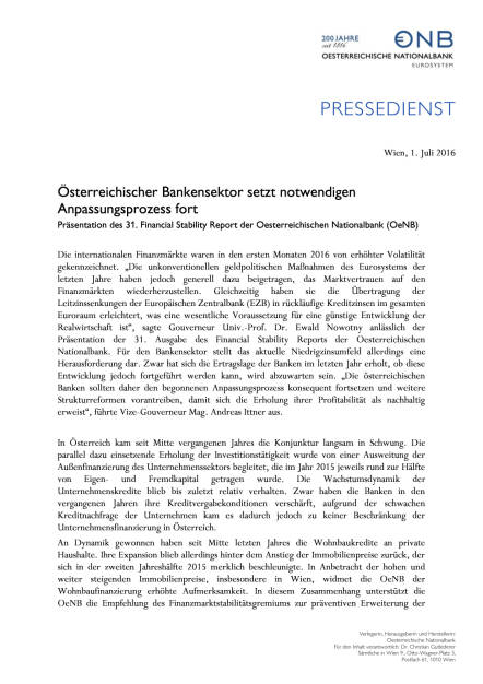 OeNB: Österreichischer Bankensektor setzt notwendigen Anpassungsprozess fort, Seite 1/2, komplettes Dokument unter http://boerse-social.com/static/uploads/file_1319_oenb_osterreichischer_bankensektor_setzt_notwendigen_anpassungsprozess_fort.pdf (01.07.2016) 