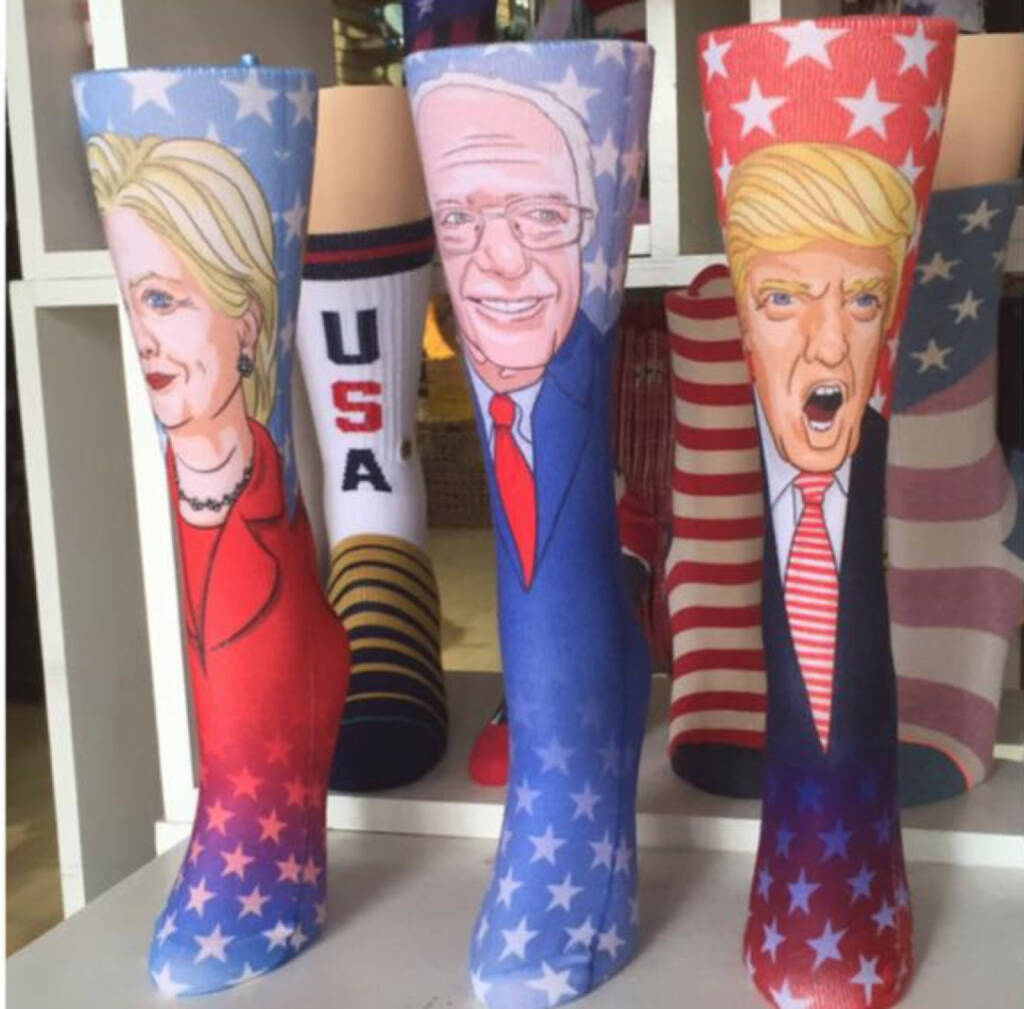 Hillary Clinton, Bernie Sanders, Donald Trump Socken by Christian Röhl (03.07.2016) 