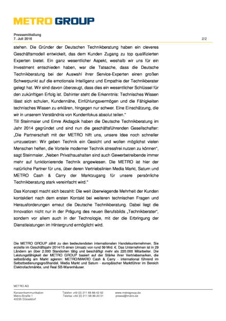 Metro Group beteiligt sich an Service-Start-up Deutsche Technikberatung, Seite 2/2, komplettes Dokument unter http://boerse-social.com/static/uploads/file_1357_metro_group_beteiligt_sich_an_service-start-up_deutsche_technikberatung.pdf (07.07.2016) 