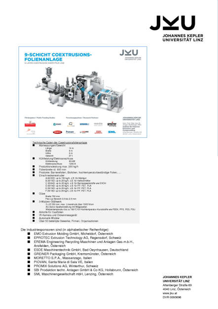 JKU: Weltweit einzigartige Coextrusionsanlage in Betrieb genommen, Seite 2/6, komplettes Dokument unter http://boerse-social.com/static/uploads/file_1366_jku_weltweit_einzigartige_coextrusionsanlage_in_betrieb_genommen.pdf (08.07.2016) 