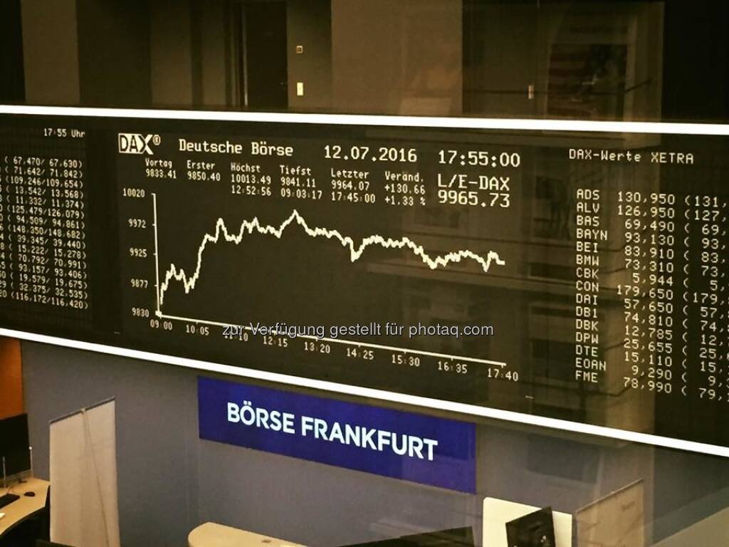 Börse Frankfurt DAX (13.07.2016) 